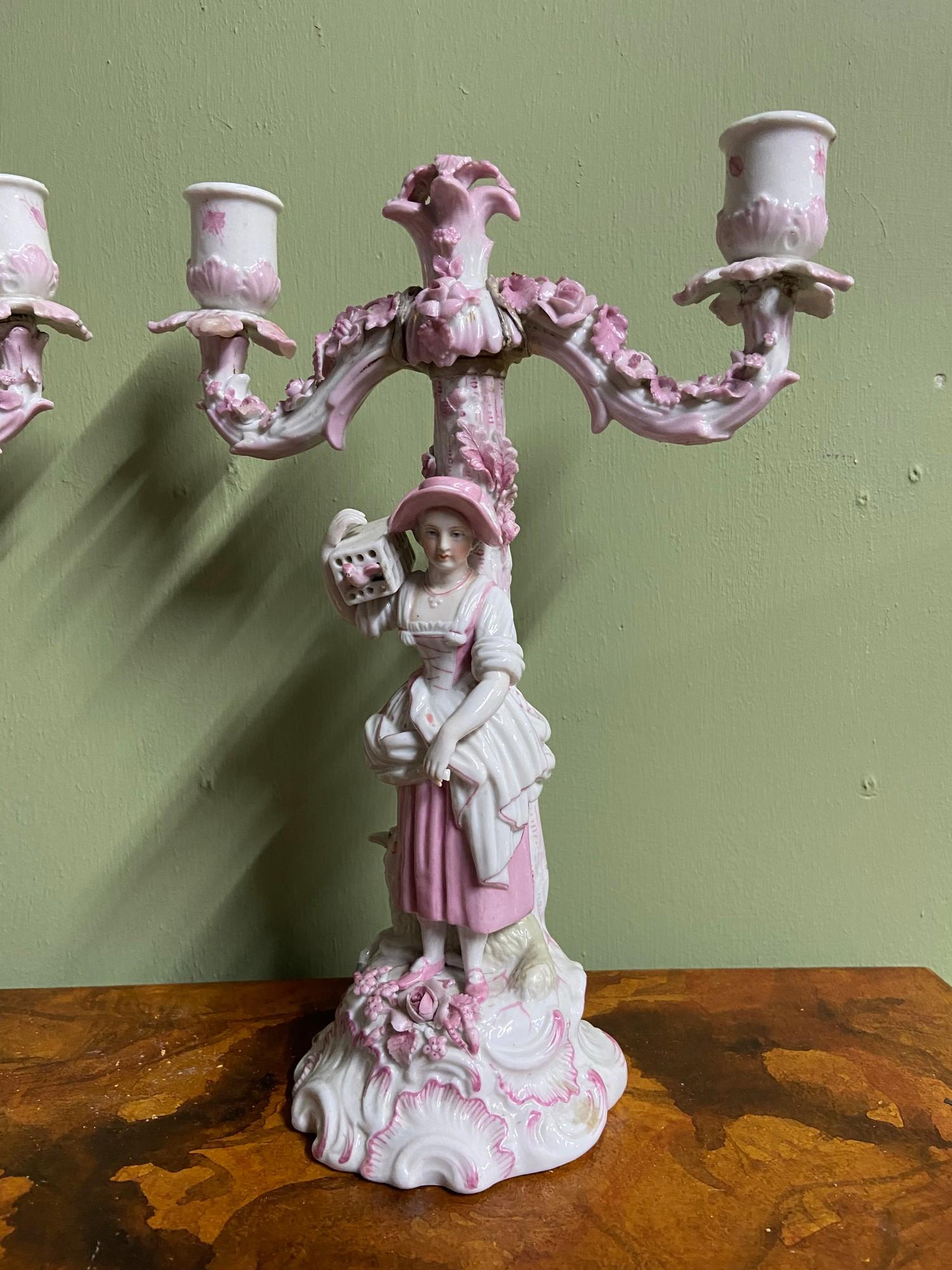 A Pair of possible Joseph-Gaspard Robert porcelain garniture candelabras. Detailed with foliage - Image 3 of 5