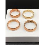 A Lot of Four 9ct gold wedding bands.[Ring size L'Q'Q'Q] [11 Grams]