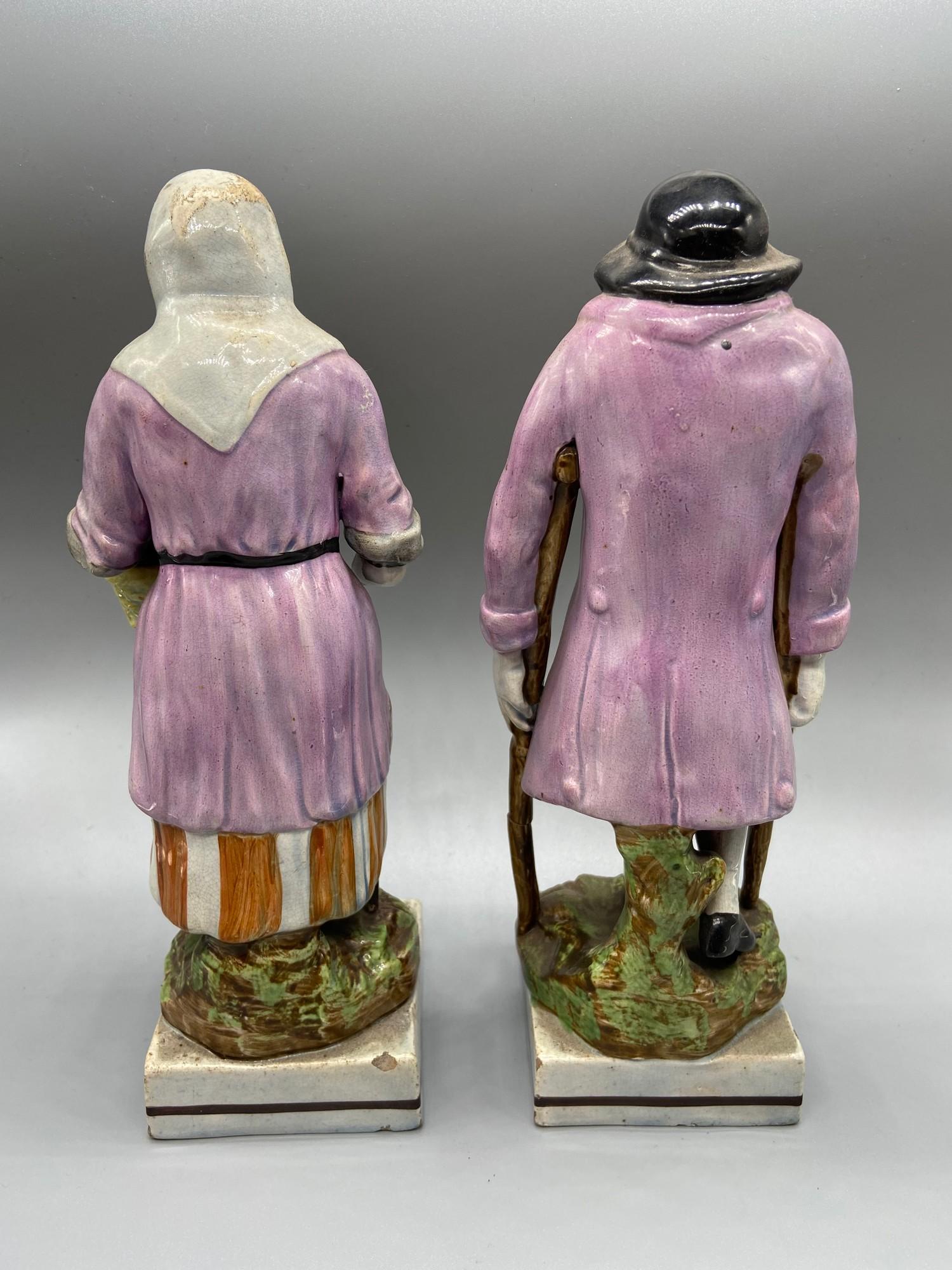 A Pair of Staffordshire Pearl Ware Old Age figurines. [As Found] - Image 3 of 6