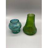 Two various vintage Loetz art glass vases. [One as found]