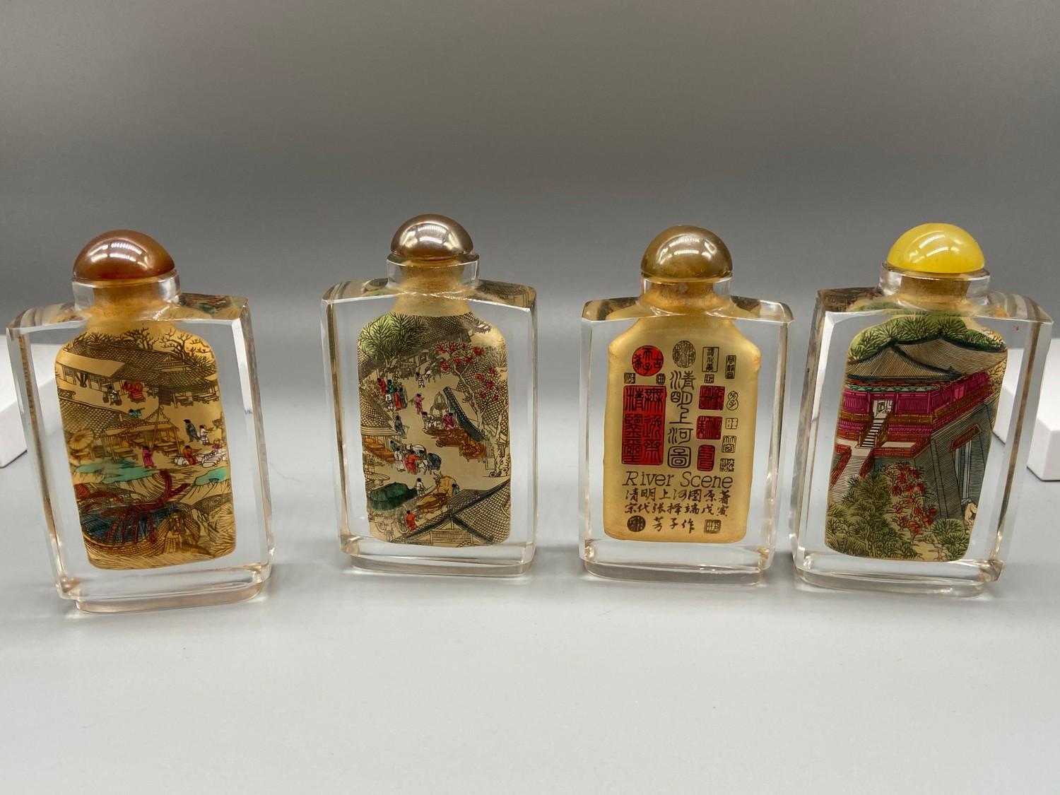 A Lot of four vintage hand painted Chinese perfume bottles - Image 2 of 2