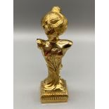 An Art Nouveau design brass document seal in the form of an art Nouveau Lady. [10cm in length]