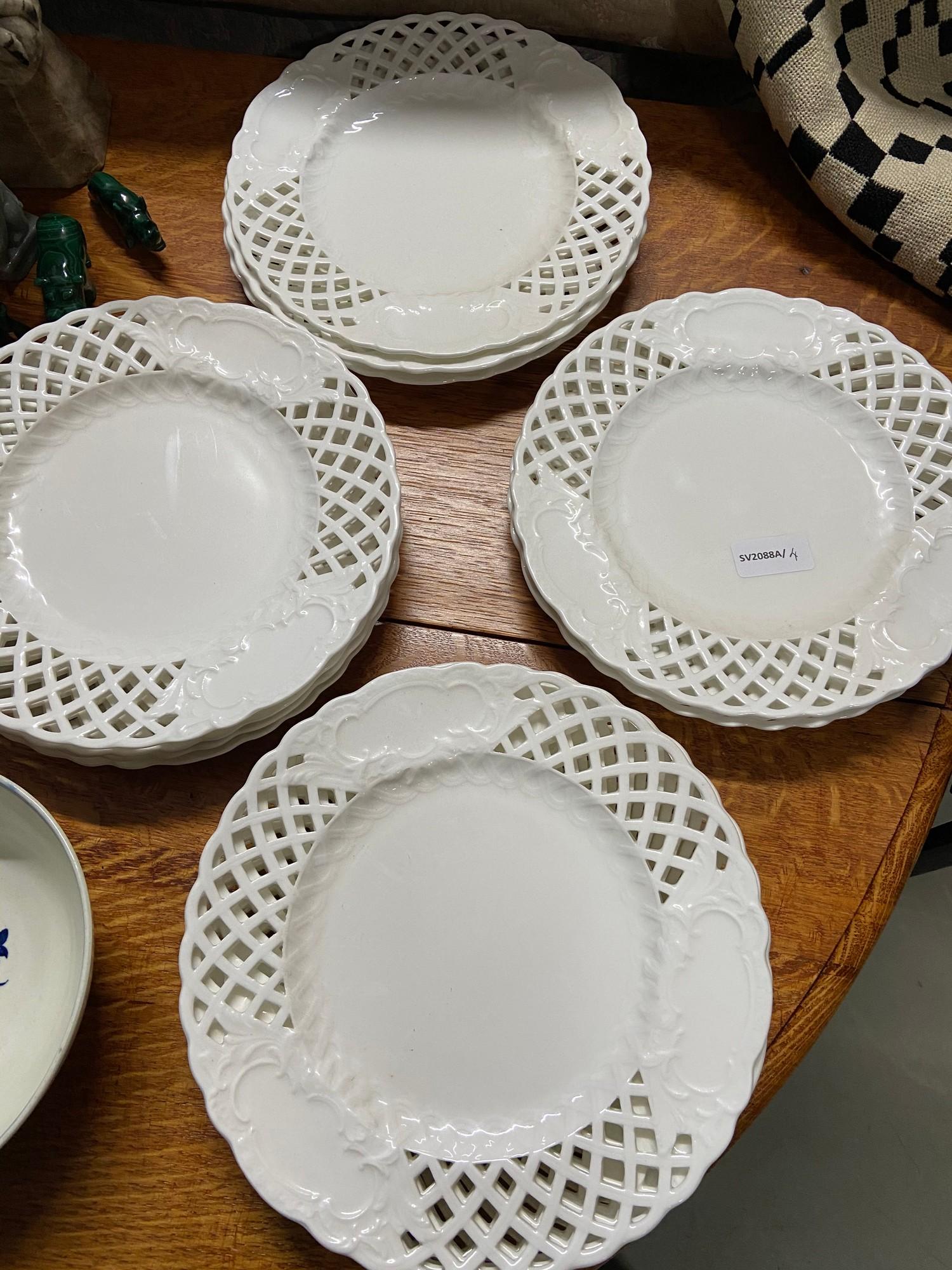 A Lot of 13 Minton pierced rim dinner plates