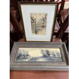 Two various artworks. Signed Delft, and the other titled Royal Street New Orleans and dated 1976.