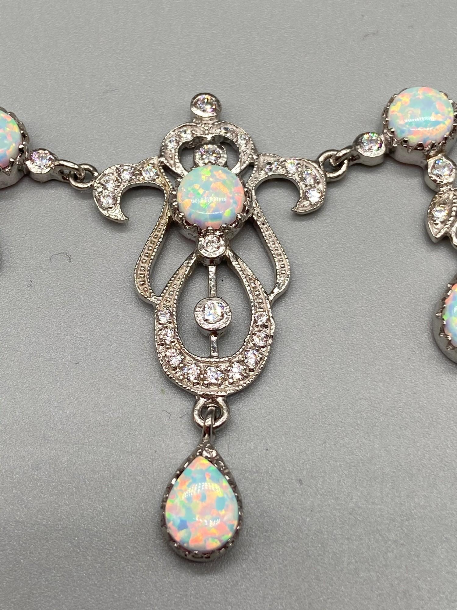 An Impressive silver and opal Belle Epoque style necklace. - Image 3 of 4