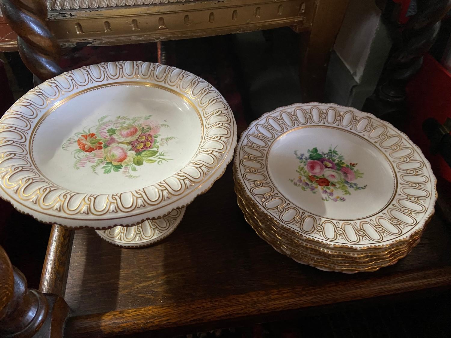 A Lot of 19th century Copeland porcelain. Includes 6 Floral and gilt design cabinet plates