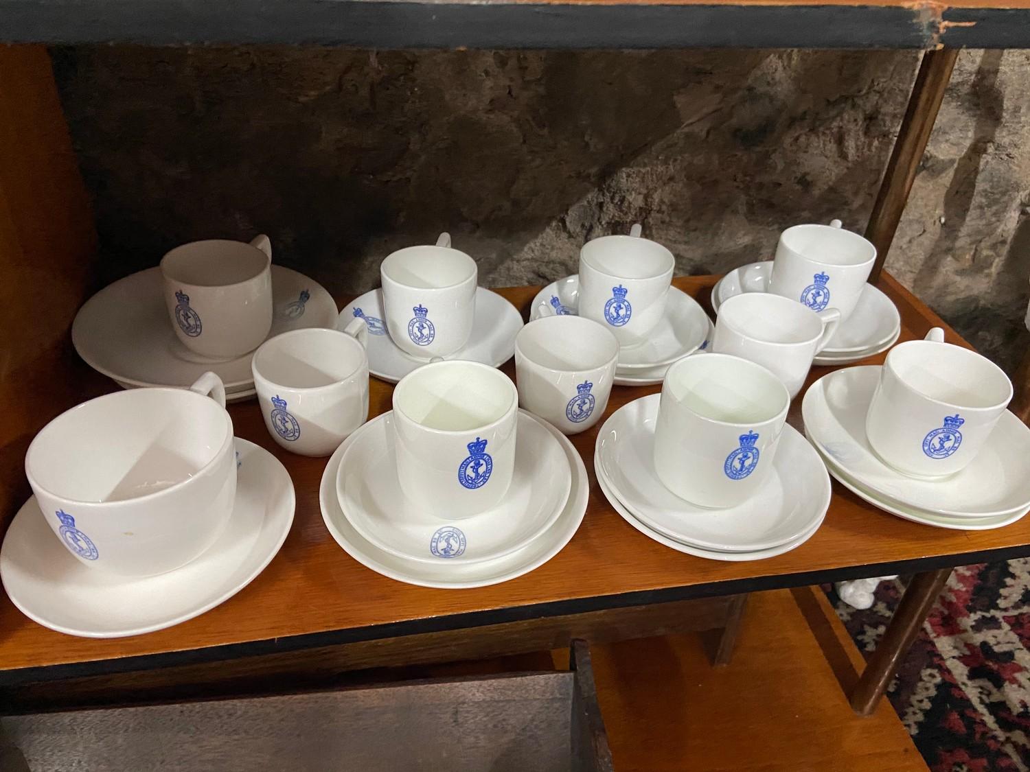 A Lot of various made military mess tea cups and saucers. Possibly Naval. - Image 6 of 7