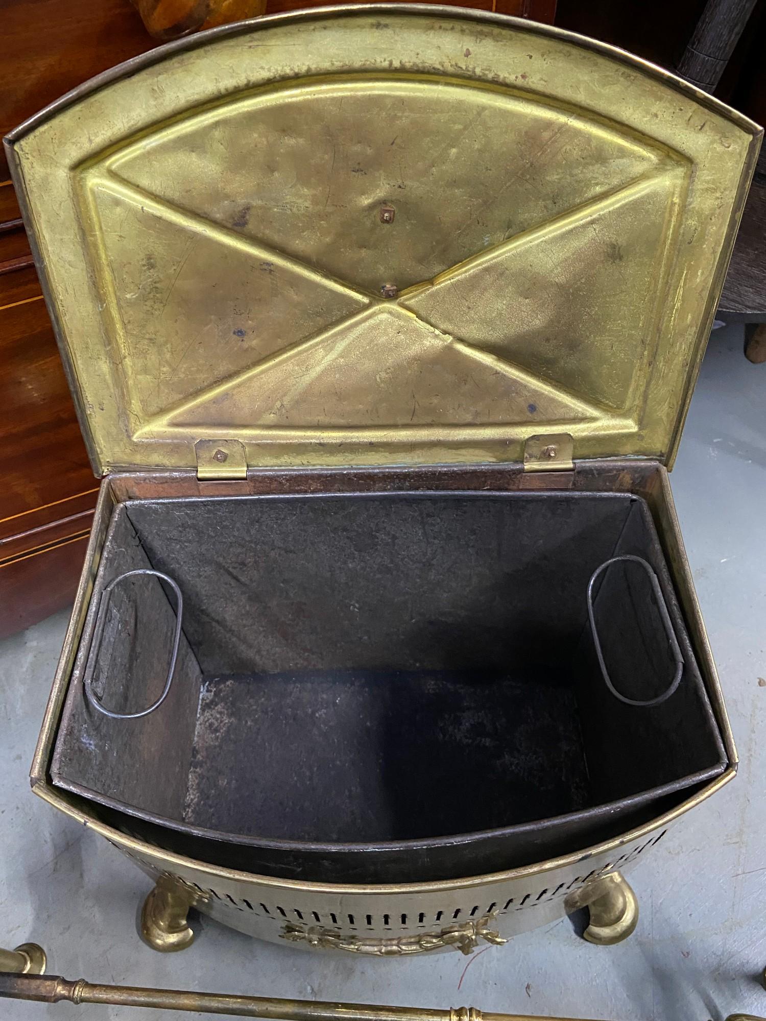 Antique gilt brass coal bucket in a regency style together with a pair of Victorian heavy gilt brass - Image 7 of 7