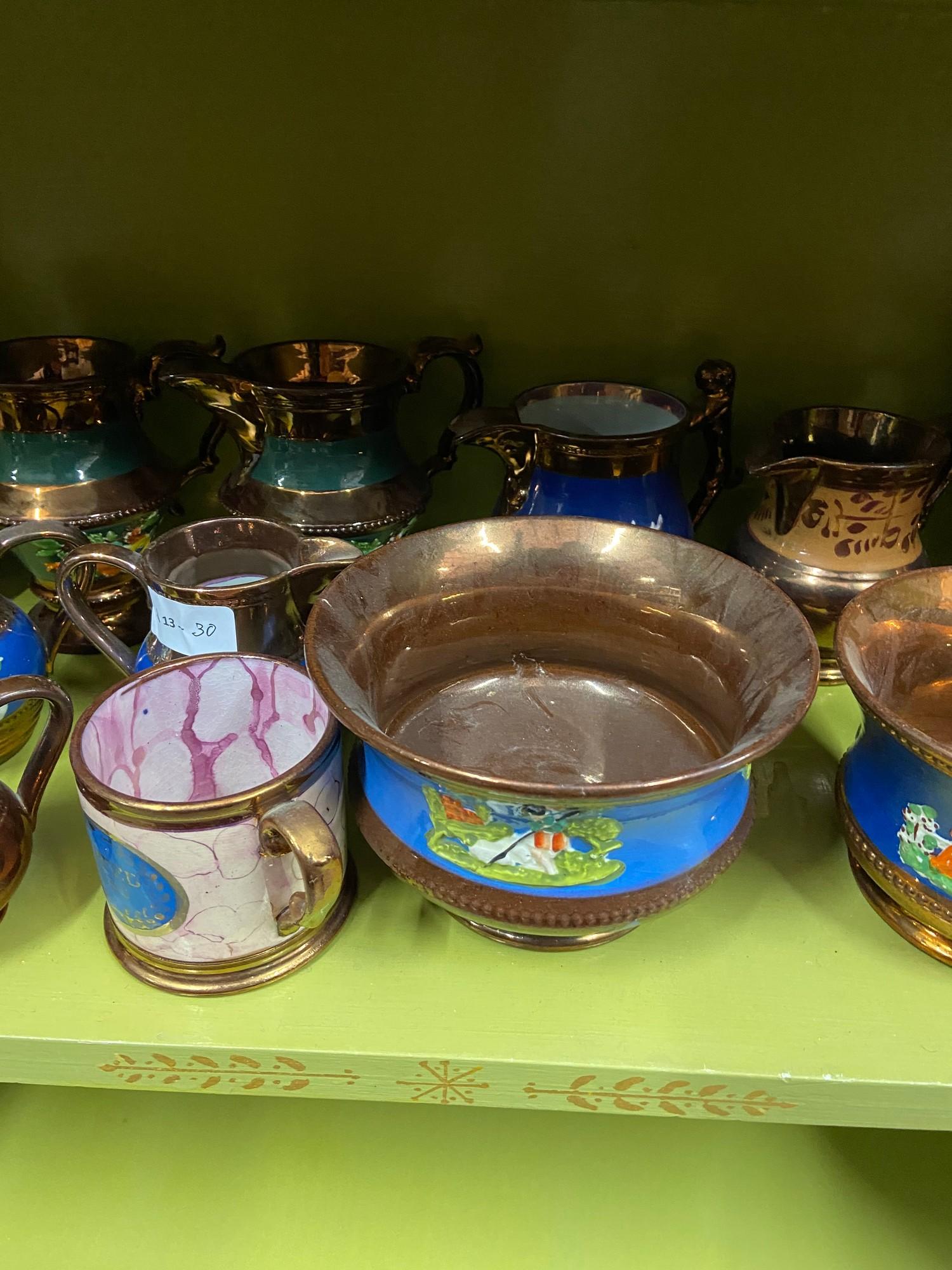 A Large quantity of Victorian lustre water jugs, creams and sugar bowls. - Image 3 of 4