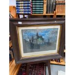 Wilfrid Pickford Original pastel depicting temple roof tops. Fitted with a dark wood and gilt frame.