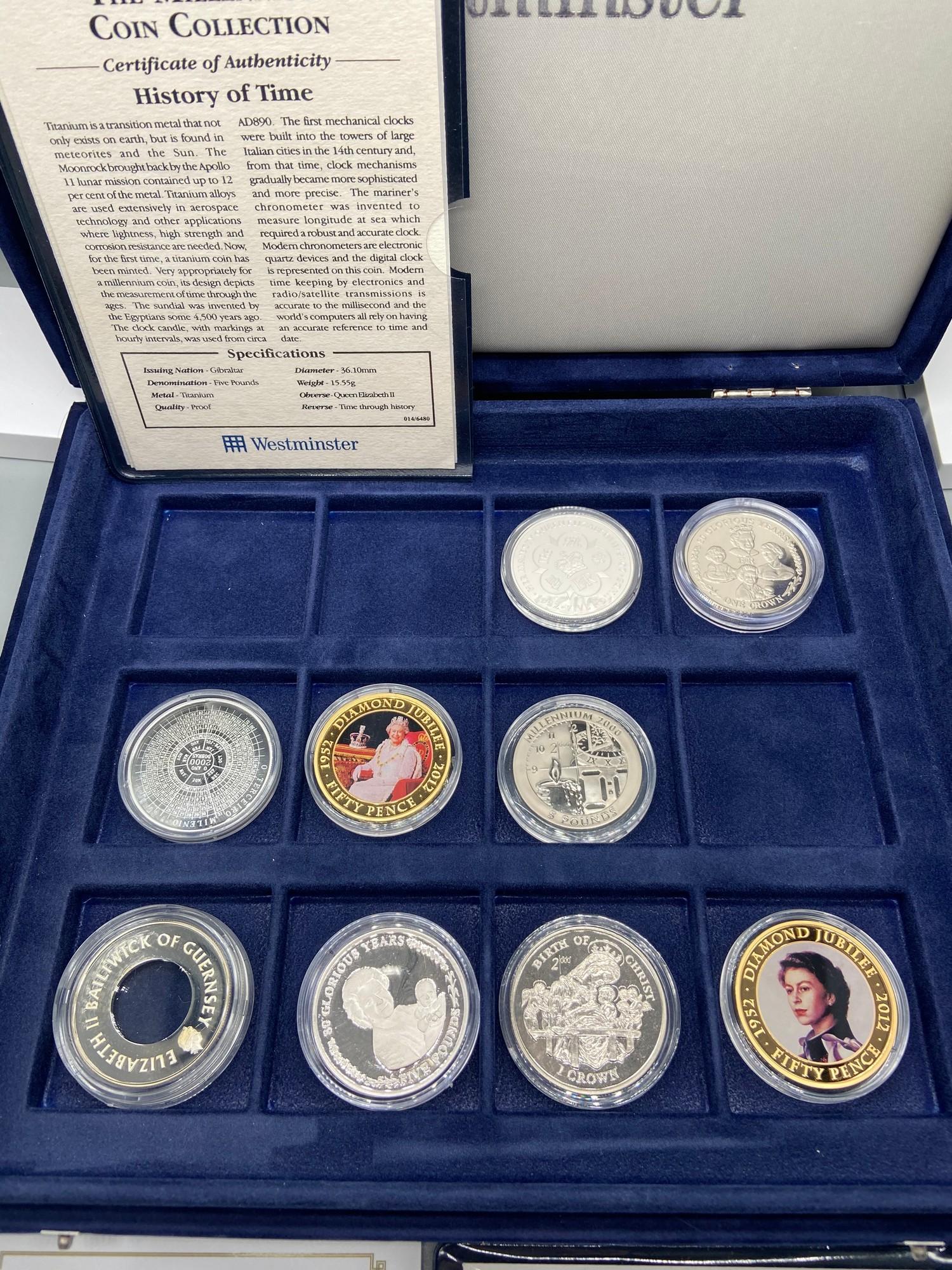 A Westminster Mint 'The Millennium' coin collection [4 coins] with a fitted case and certificates. - Image 2 of 5