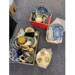 A Lot of collectable porcelain cabinet plates, Studio pottery bowls, Blue and white plates and
