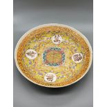 Antique Chinese Guangxu 1875-1908 period marked yellow ground bowl. [Measures] [As Found]