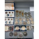 A Collection of various coins which include two Royal Mint Decimal coin sets, various crowns,