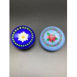 Two Limited edition Joyce Manson art glass paperweights of flowers