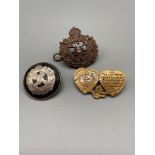 Three vintage Military badges. Includes sweetheart Royal Engineers turtle shell and silver brooch [