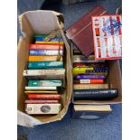 Two boxes of collectable books to include antique guides, JRR Tolkien The Lord of the Rings, Cook