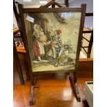 Antique fire screen designed with a tapestry insert