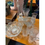 A Selection of various crystal to include decanters, vases and crystal mugs.