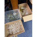 Three boxes of various crystal and glasses