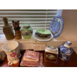 A Selection of various collectable porcelain which includes Maling preserve pot, Carlton ware