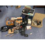 A Large collection of Cameras and equipment to include Pentax digital camera, Bolex Naillard cine