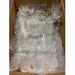 A Box containing a quantity of cut crystal whisky glasses and sherry glasses