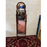 A 19th century full length mirror. [Standing 158cm tall and 40cm wide]