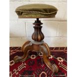 A Victorian rise and fall column piano stool [H:50cm x W:45cm]