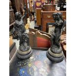 A Pair of spelter figurines by Bruchon [45CM IN HEIGHT]