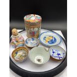 A Collection of Chinese and Japanese porcelain items to include hand painted nodding figure, Famille
