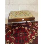 An Antique tapestry top stool [H:50cm x L:57cm x W:42cm]