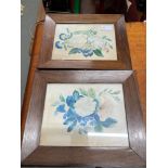 Two 19th century original flower paintings fitted within mahogany frames. 23X28CM