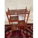 A Vintage oriental lacquered and hand painted table top divider shelving unit. [H:76cm x L:46cm X