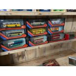 A Lot of 9 Exclusive First Edition bus models boxed and 1 Original Omnibus company bus.