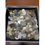 A Box of various mixed world coins