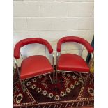 A Pair of Retro 1950's red material and chrome metal tub chairs. [W:55cm X H:74H]