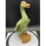 A Large Vintage Chinese Celadon green glazed duck figurine. Stamped to base. [29.5cm in height]