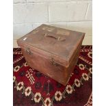 A Vintage Bentwood Three Ply 'Veneer Triple Strength' Leather travel trunk. Designed with initials