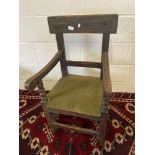 An early 19th century [possibly earlier] farm house arm chair. [H:87cm x D:46cm W:47cm]