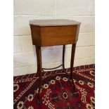 A 19th century mahogany pedestal sewing table. [Standing 82cm high, 46cm in Length and 35cm Wide].