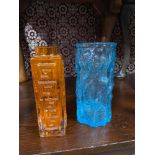 Two pieces of White Friars, art glass vases by Geoff Baxter [BLUE- 20CM IN HEIGHT]