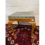 Antique Queen Anne Leg dressing table stool. [Standing 48cm high, 53cm long and 51cm wide]