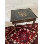 A 19th century oak, hand painted console table. Beautifully oil painted bouquet of flowers to the