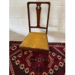 A Pair of early 20th century mahogany framed hallway chairs [Height: 92cm]