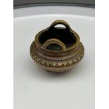 A Chinese Ming Dynasty marked, Small bronze burner pot. [4.5cm in diameter]