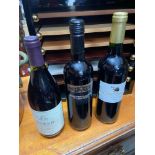 Three bottles of red wine to include Syrah, Montepulciano D'Abruzzo and Gascogne 2009 bottling.