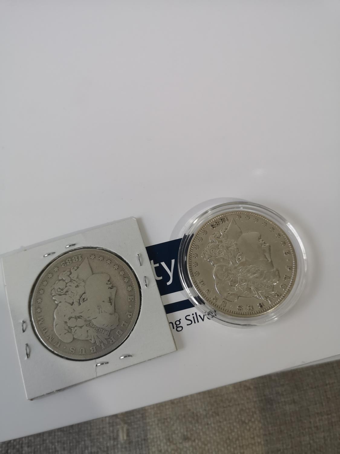 AN 1882 & 1889 ONE DOLLAR COINS. - Image 2 of 2