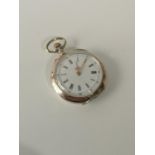 AN ANTIQUE SWITZERLAND 800 GRADE SILVER FOB WATCH [3.2CM IN DIAMETER] IN A WORKING CONDITION.