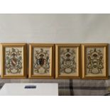 A Lot of four antique hand coloured prints of Earls Insignias/ family crests. Includes Clinton